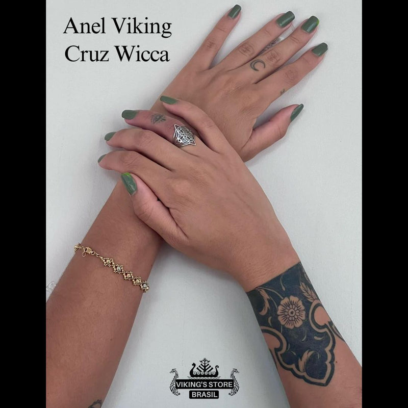 Anel Viking Cruz Wicca Feminino