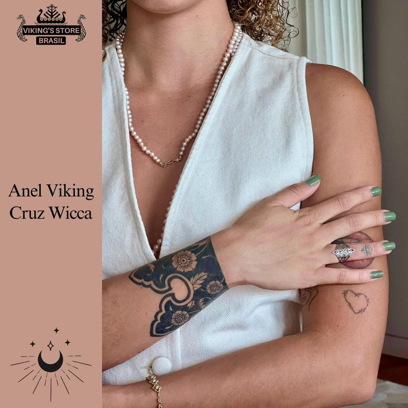 Anel Viking Cruz Wicca Feminino