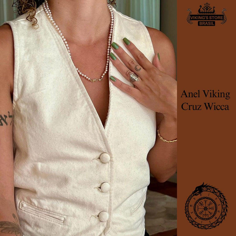 Anel Viking Cruz Wicca Feminino