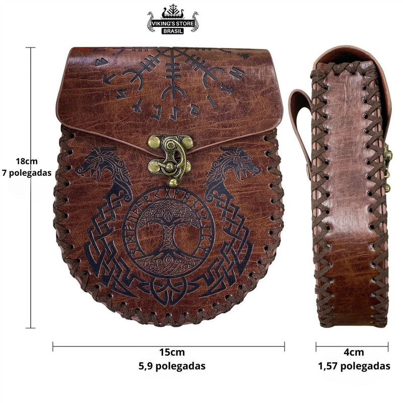 Bolsa Medieval Viking de Couro