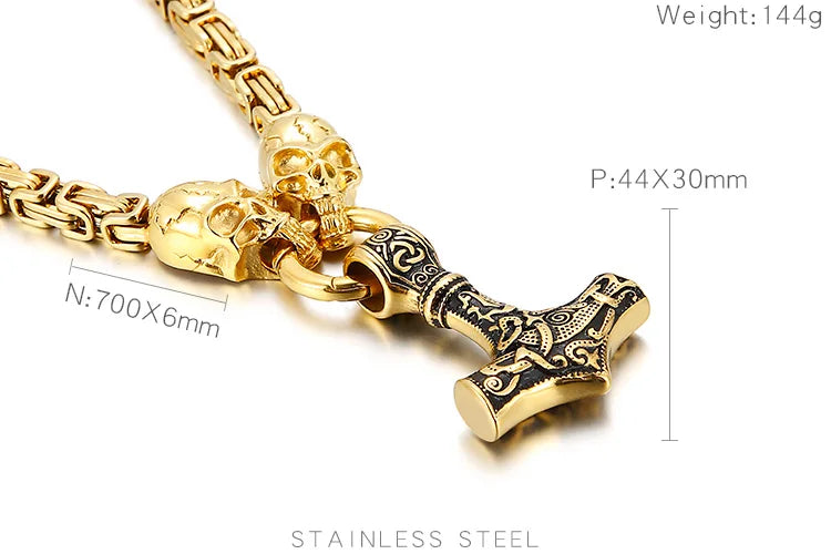 Colar Caveira Martelo Viking