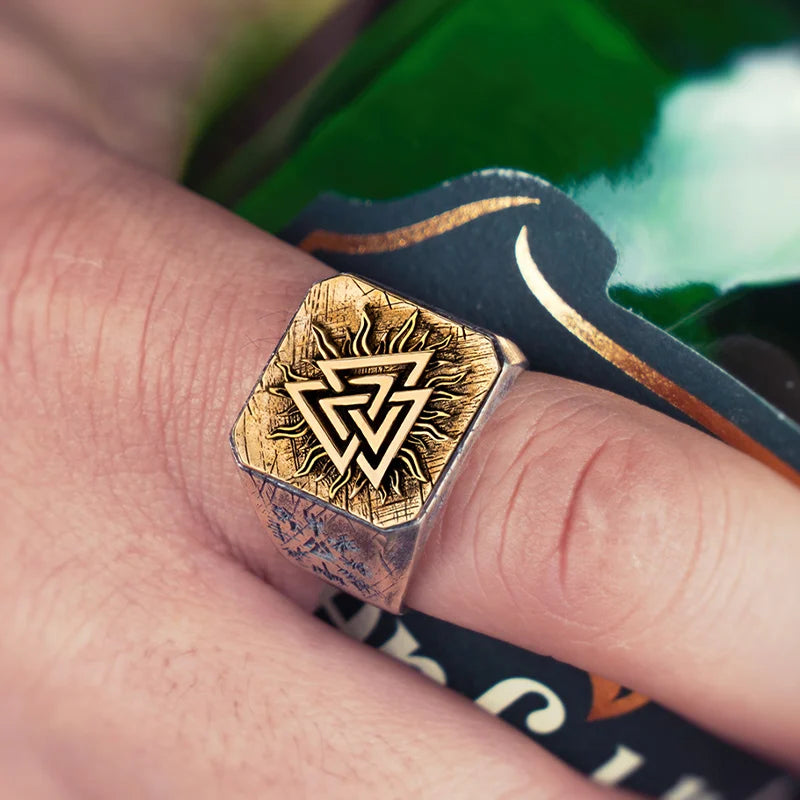 Anel Viking Valknut