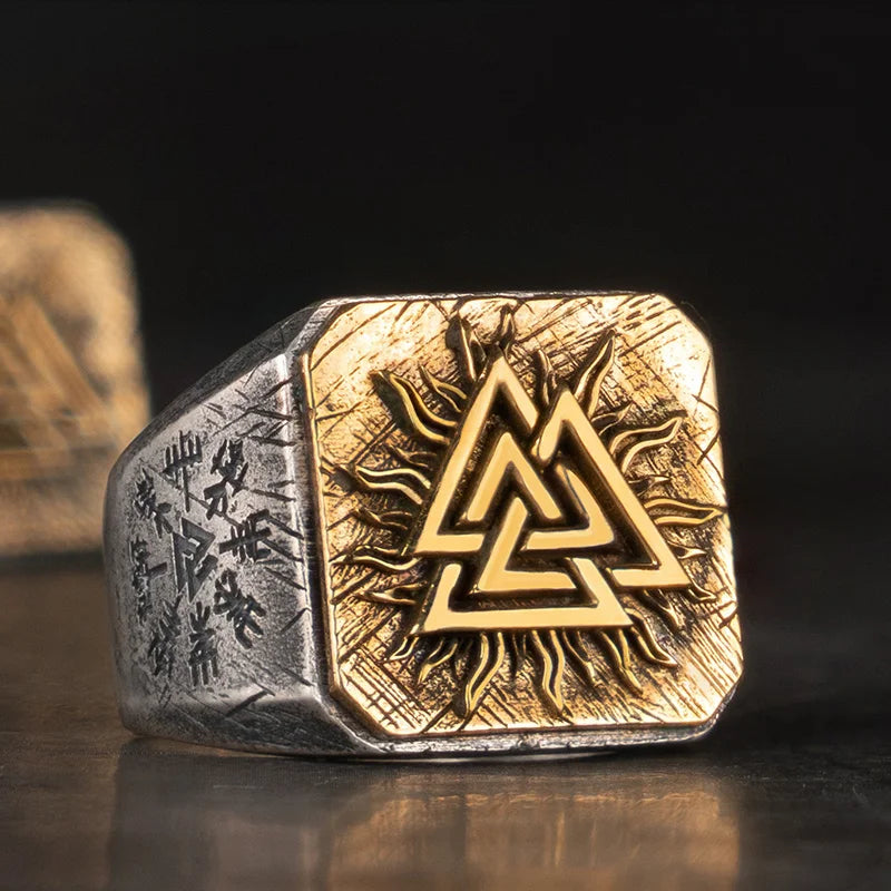 Anel Viking Valknut