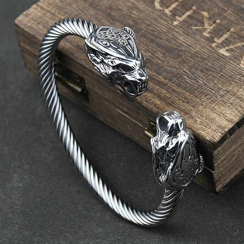 Pulseira Bracelete Viking Geri e Freki