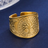 Anel Viking Yggdrasil Runas Ajustável