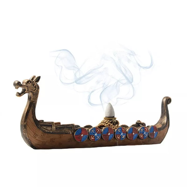 Navio Viking Porta Incenso Decoração