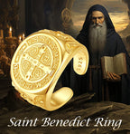 Anel Saint Benedict Banhado Ouro 18k