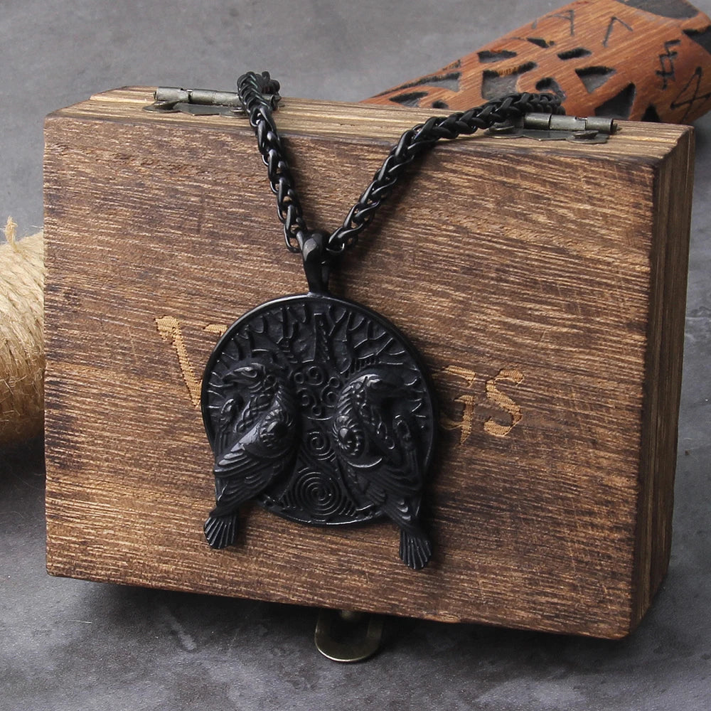 Colar Viking Huginn e Muninn