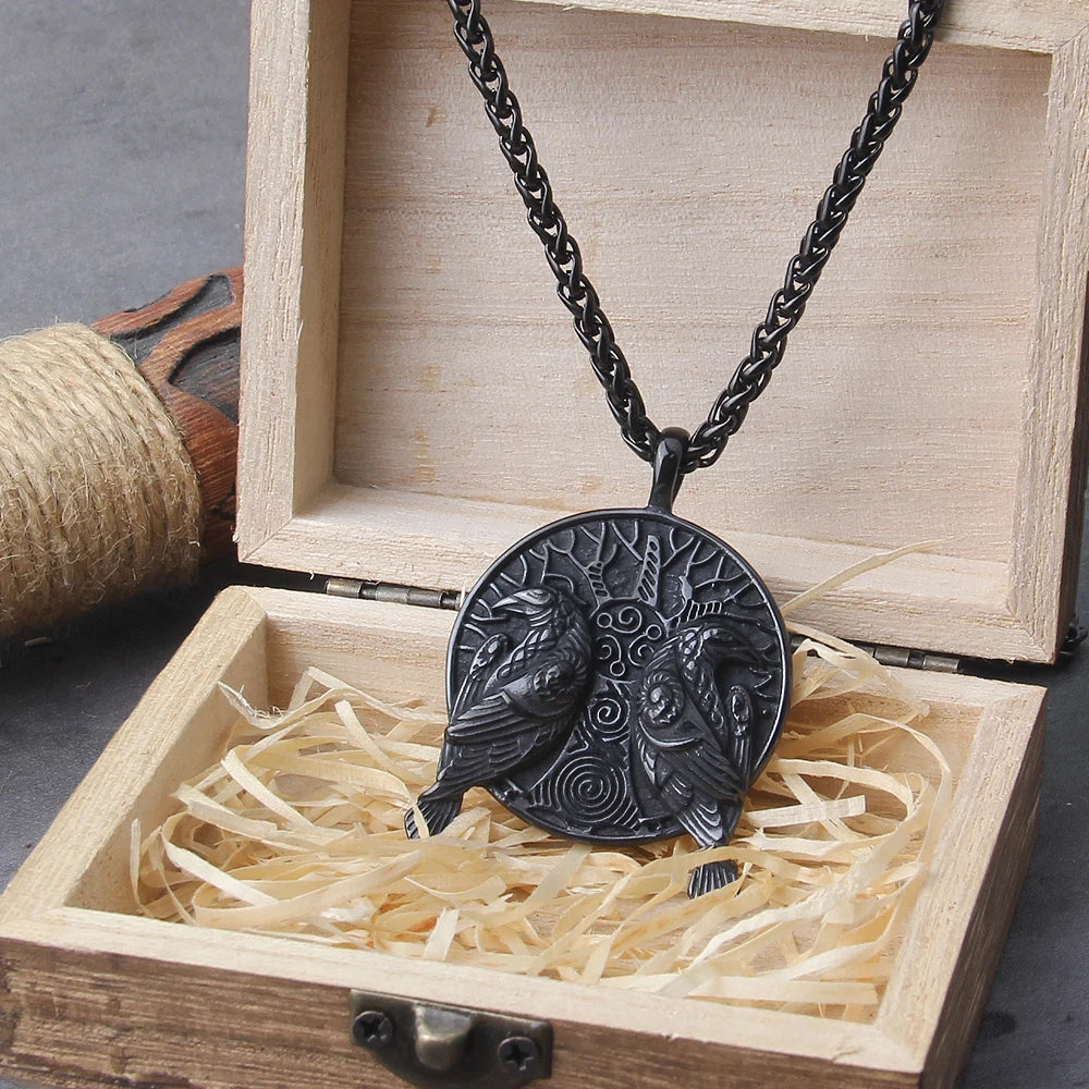 Colar Viking Huginn e Muninn