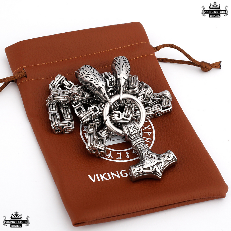 Colar Viking Cabeça de Corvo